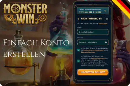 Einfach Konto erstellen MonsterWin registrierung