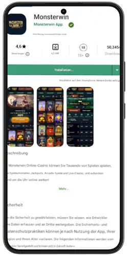 MonsterWin Anwendung – Auf Installieren klicken und Installation abwarten