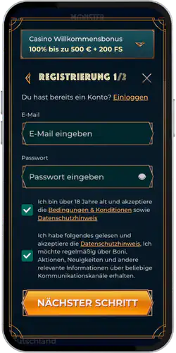 Registrieren Sie ein Konto Monster Win bonus